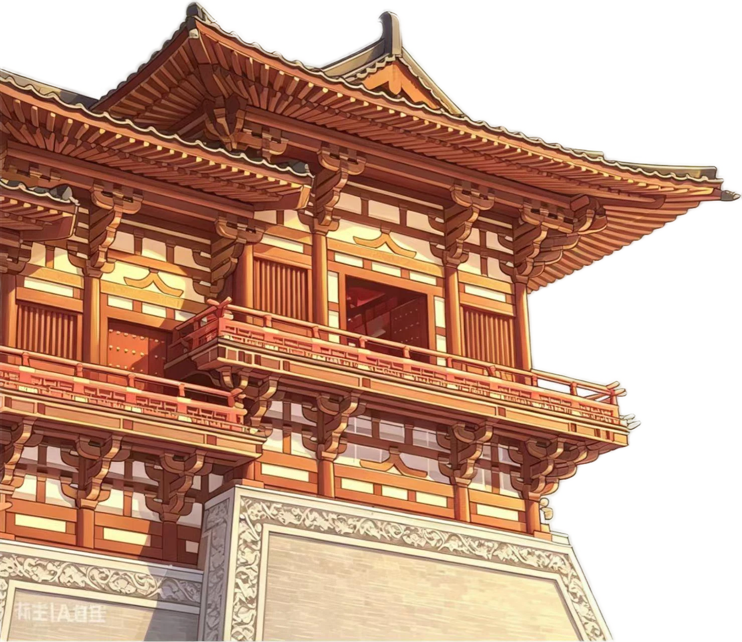 应天门梁柱与檐下建筑局部